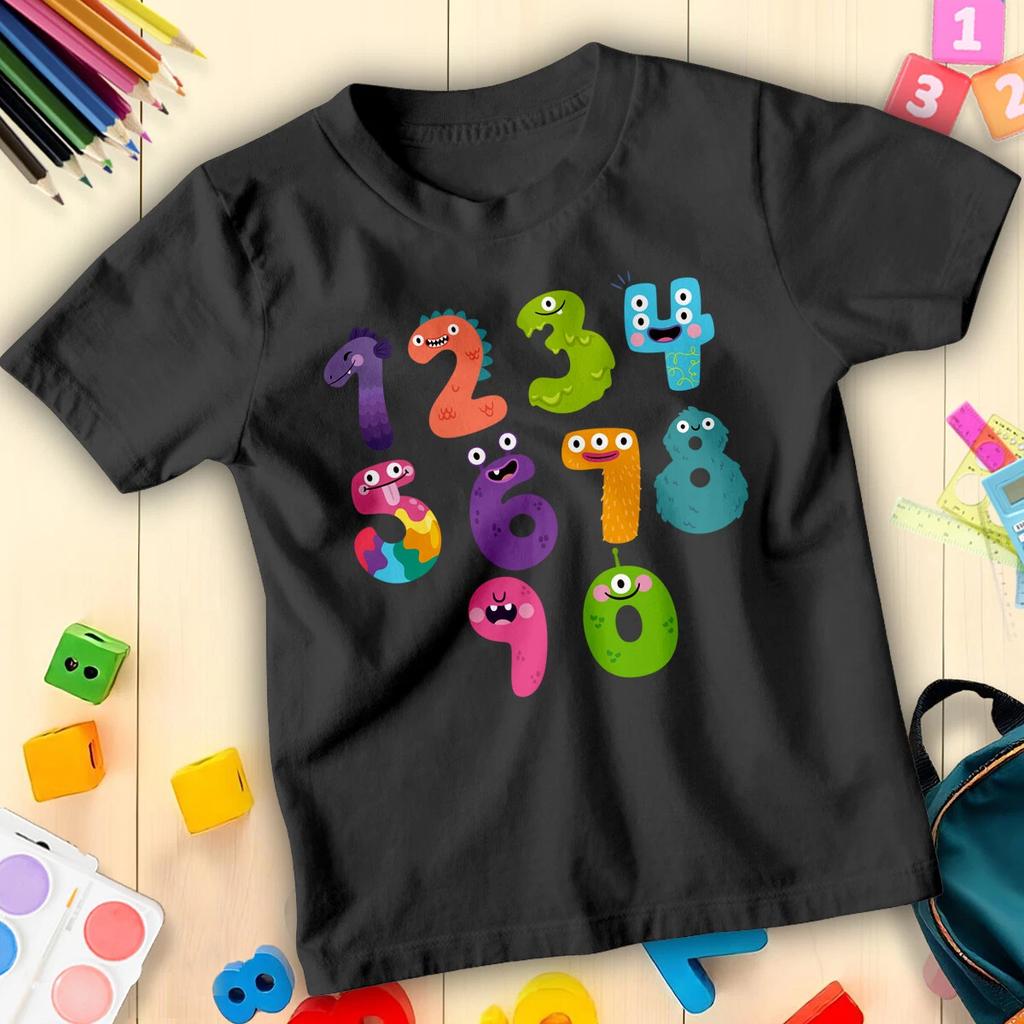 Boys and Girls Fun Monster Number Day Maths Day Ideas T-Shirt Tee for Kids #ND