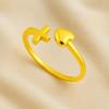 925 Sterling Silver Gold Vermeil Cross and Heart Open Adjustable Women Ring