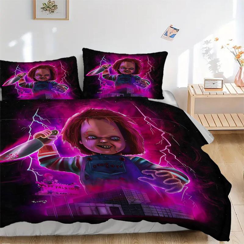 

Good Guys Doll with Knife Bedding Set - 3 Piece Comforter Cover Gift for Bedroom,Includes No InsertB117 135x200cm