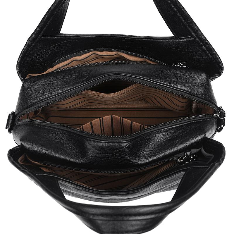 Vintage Shoulder Bag PU Crossbody Bag Large Capacity Women's Multi-Layer Handbag