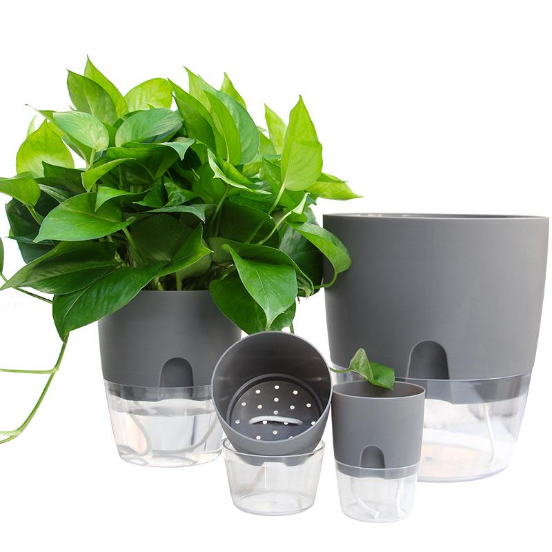 Transparent Double-Layer Self-Watering Pothos Pot - Large Round Design