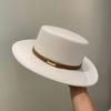 Autumn and Winter Flat Top Woolen Hat Children's Fashion Versatile Retro Black Top Hat British European and American Style Wide Eaves Jazz Hat Men