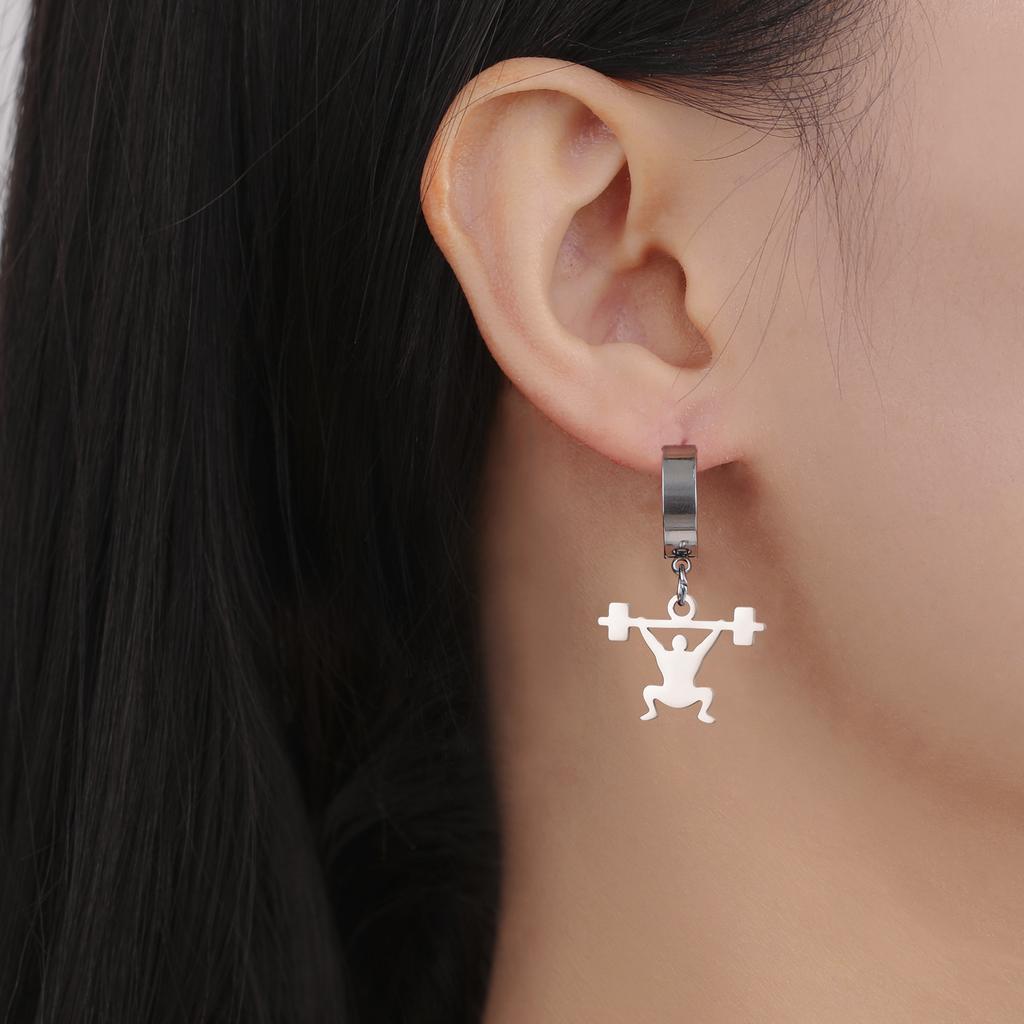 Cazador Gold Color Weightlifter Drop Earrings for Women Men Fitness Exercise Stainless Steel Jewelry Earrings 2026 Trend Gift