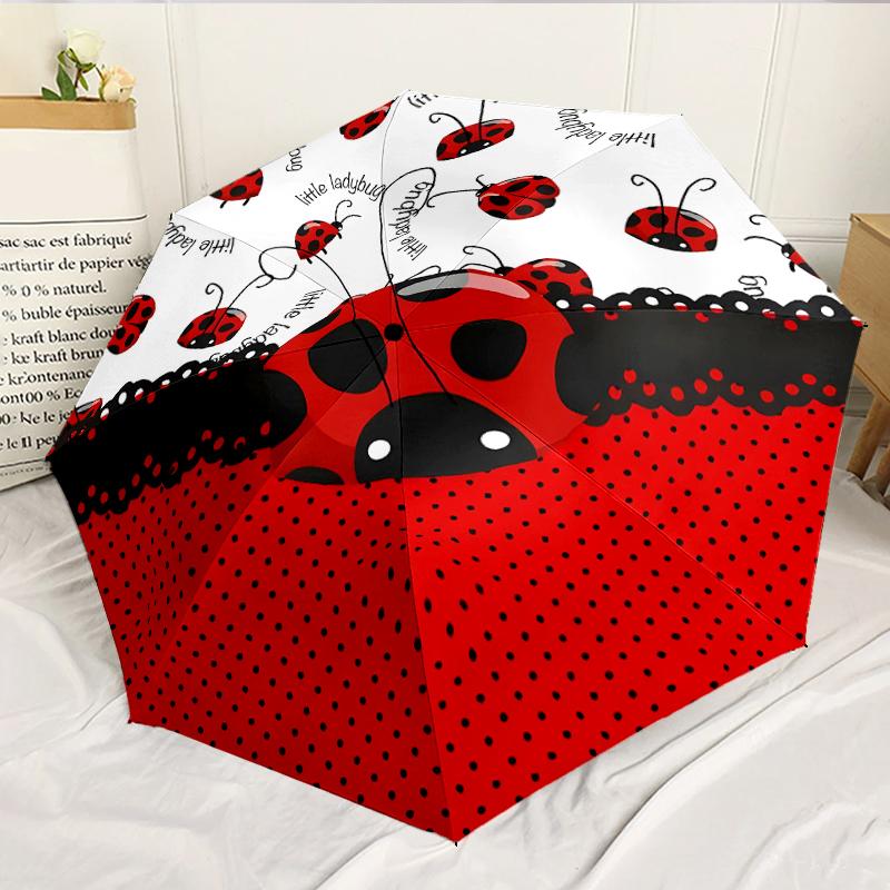 Ladybug And Sunflowers 8-Frame for Travel, Camping, Casual Lightweight Portable Umbrella, Essential for Every Family Holidays Birthday Gift