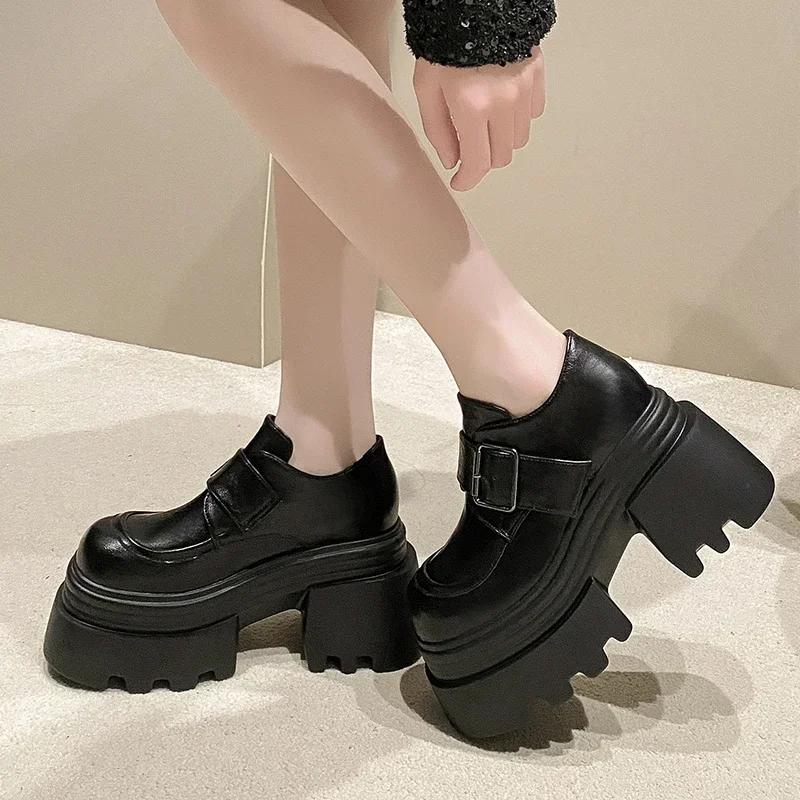 Fashion 10CM Heels Chunky Sneakers Winter Autumn Women Warm Snow Shoes Comfortable Casual Leather Shoes Plush Platform Sports Sneakers