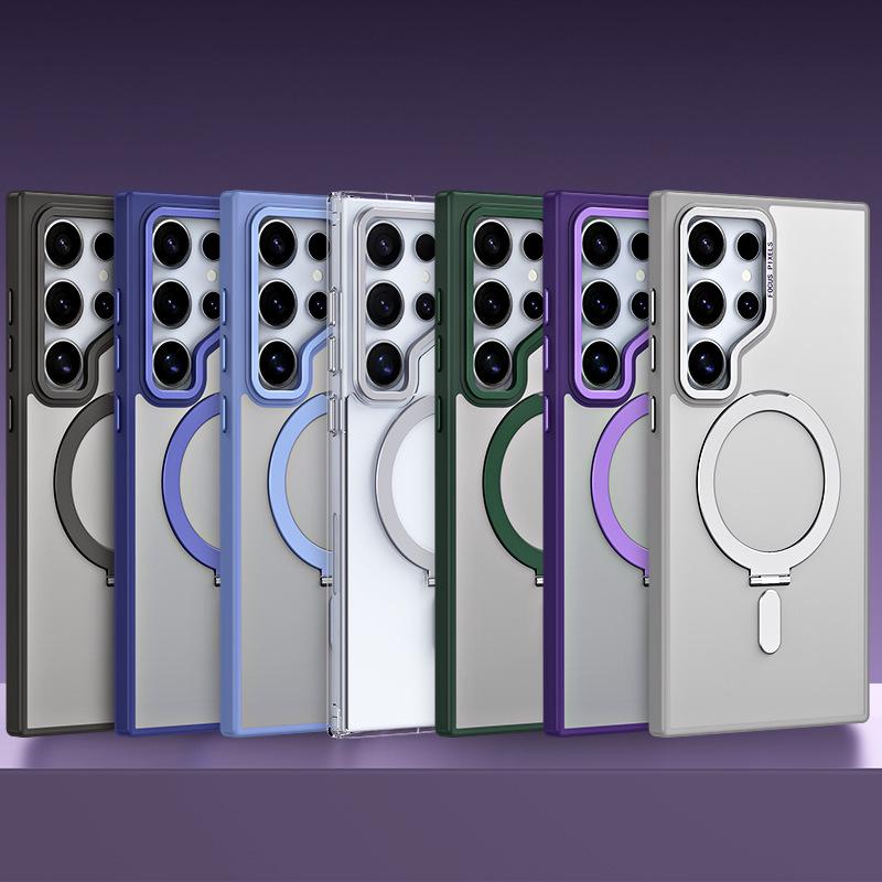 Samsung Galaxy S24 Ultra Magnetic Stand Case - Transparent, Anti-Drop Protection