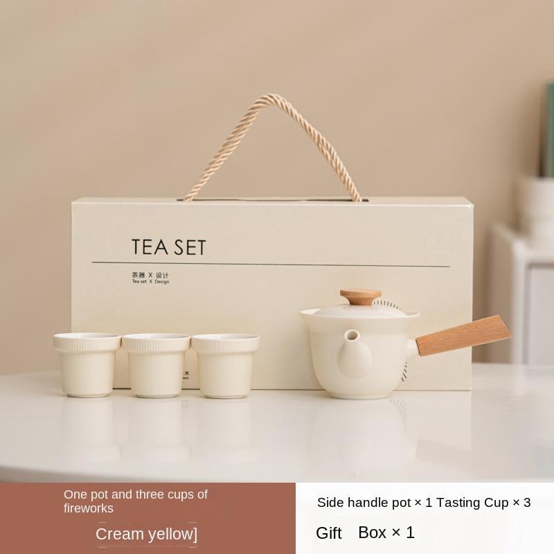 

Japanese Style Simple One Pot Fills Three Cups Kung Fu Tea Set Box Gift Tea Set Teacup Simplicity Birthday Gift Ceramic Tea Set