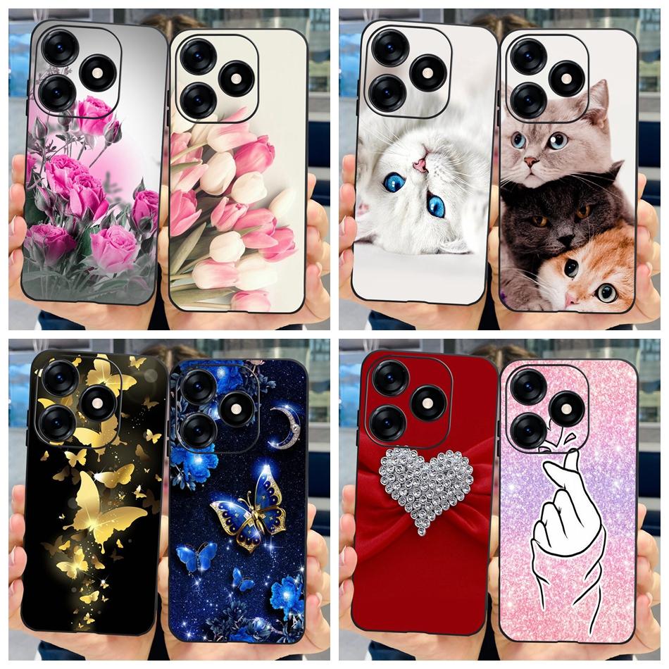 Phone Case For Tecno Spark 10 10C 2023 Fashion Flower Cat Butterfly Soft Silicone TPU Cases For Tecno Spark10 Spark10c KI5q KI5k