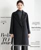 Women's Mid-Length Black Double-Faced Cashmere Wool Coat - 2025 Autumn/Winter Collection