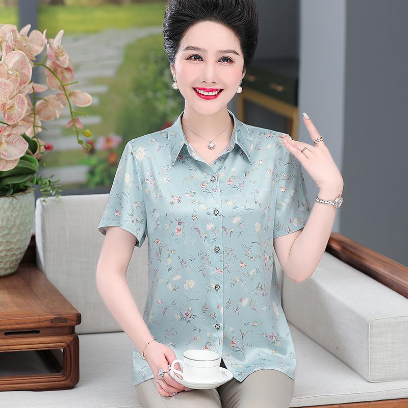 

Elegant Mulberry Silk Shirt for Middle-Aged Women - Seven-Point Sleeves, Medium-Length 2XL (Suitable for 110-120 jin) світло-зелений колір