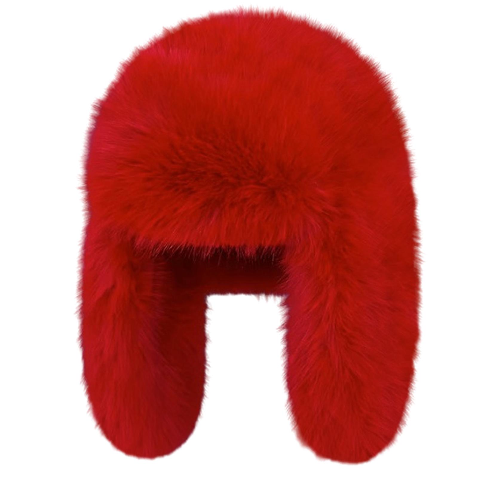 

Unisex Aviators Hat SuedesWindproof Trapper Hat Warm Faux Furs Russian Hat Warm Trapper Cap Beanies красный