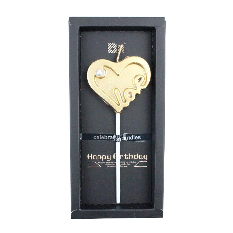 

New Birthday Cake Decoration Candle Gilded Love Love Chinese Valentine s Party Festival Proposal Large Gift Box Gold plated love candle gold