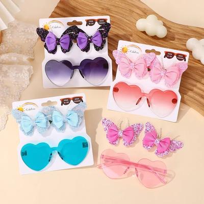 3 Pezzi/Cartoncino Clip per Capelli Farfalla Glitterate Occhiali da Sole per Bambine Fermagli Scintillanti per Capelli Bambini Occhiali da Sole Set di Carini Accessori per Capelli