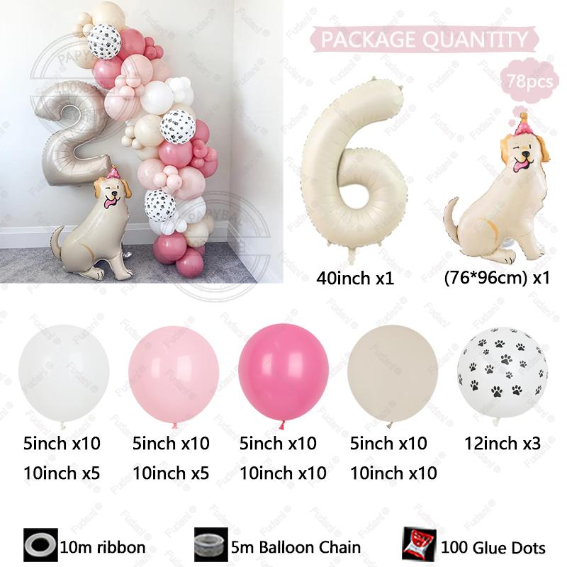78pcs New Standing 3D Cartoon Dogs Claw Bulldog Shepherd Poodle Puppy Pet Theme Birthday Party Decoration Forest Animals Balloon