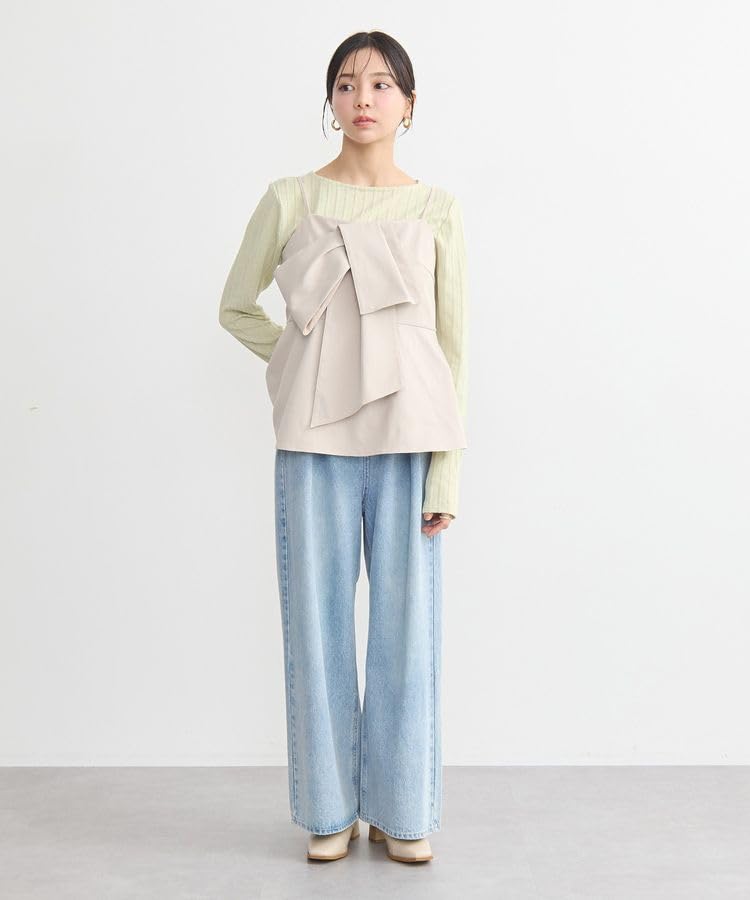 Music Sweater Vest with Front Ribbon Bustier for Beige [Earth & Ecology] Women,