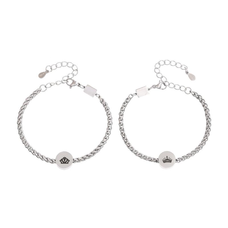 Stainless Steel Crown Design Adjustable Couple Bracelets Symbolizing Love for Special Occasions and Daily Wear