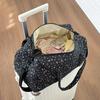 Quilted Travel Bag for Women Cute Floral Weekend Bag with Zipper Large Cotton Gym Bag Portable Workout Grocery Pouch