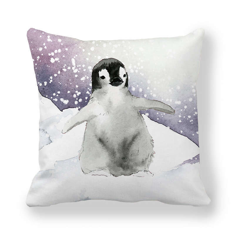 Icy And Snowy Animal Patterns Digital Printing Short Plush Pillow Covers For Car Sofa Office Cushion Cover Home Goods