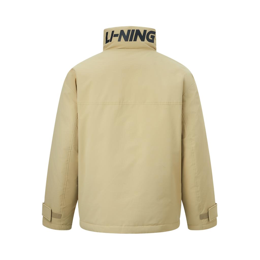 Lining Hot Pot Down Series Solid Color Stand Collar Windproof 600 Fill Casual Loose Short Winter Down Jacket Unisex outerwear Khaki AYMU503-3