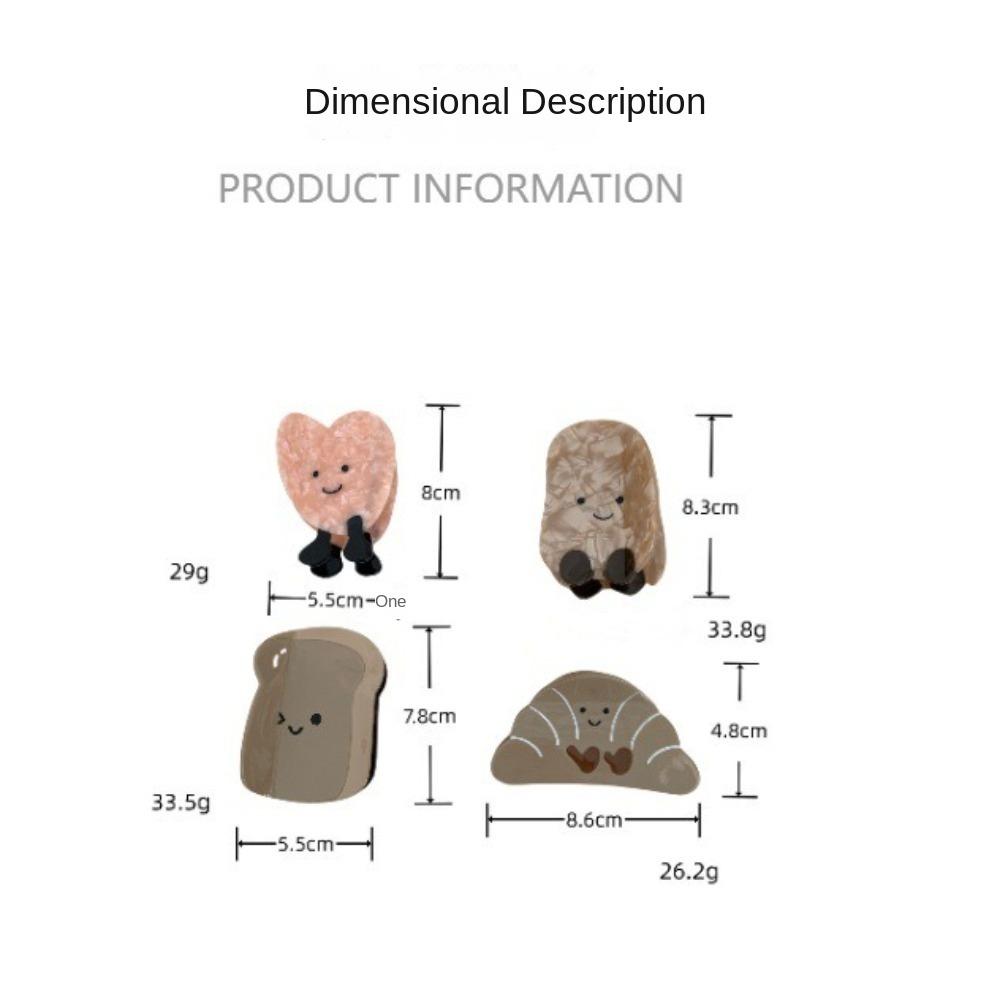 Cartoon Acetic Acid Grab Clip Acetic Acid Simulation Bread Bread Shape Hair Claw Claw Clip Ponytail Holder Croissant Claw Clip