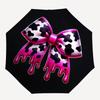 1pc Cow Print Bow Automatic Folding Umbrella with 8-Rib Windproof Design, Portable Foldable Sunshade Umbrella125