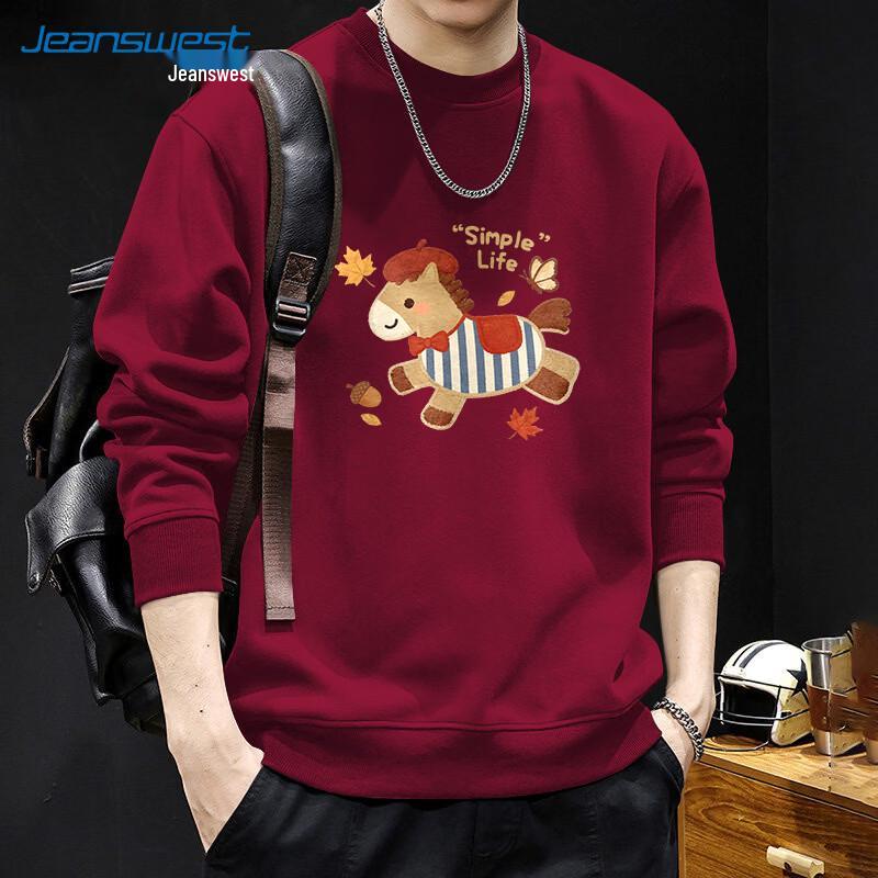 Jeanswest Men s Red Round Neck Year of the Horse Sweatshirt 4XL