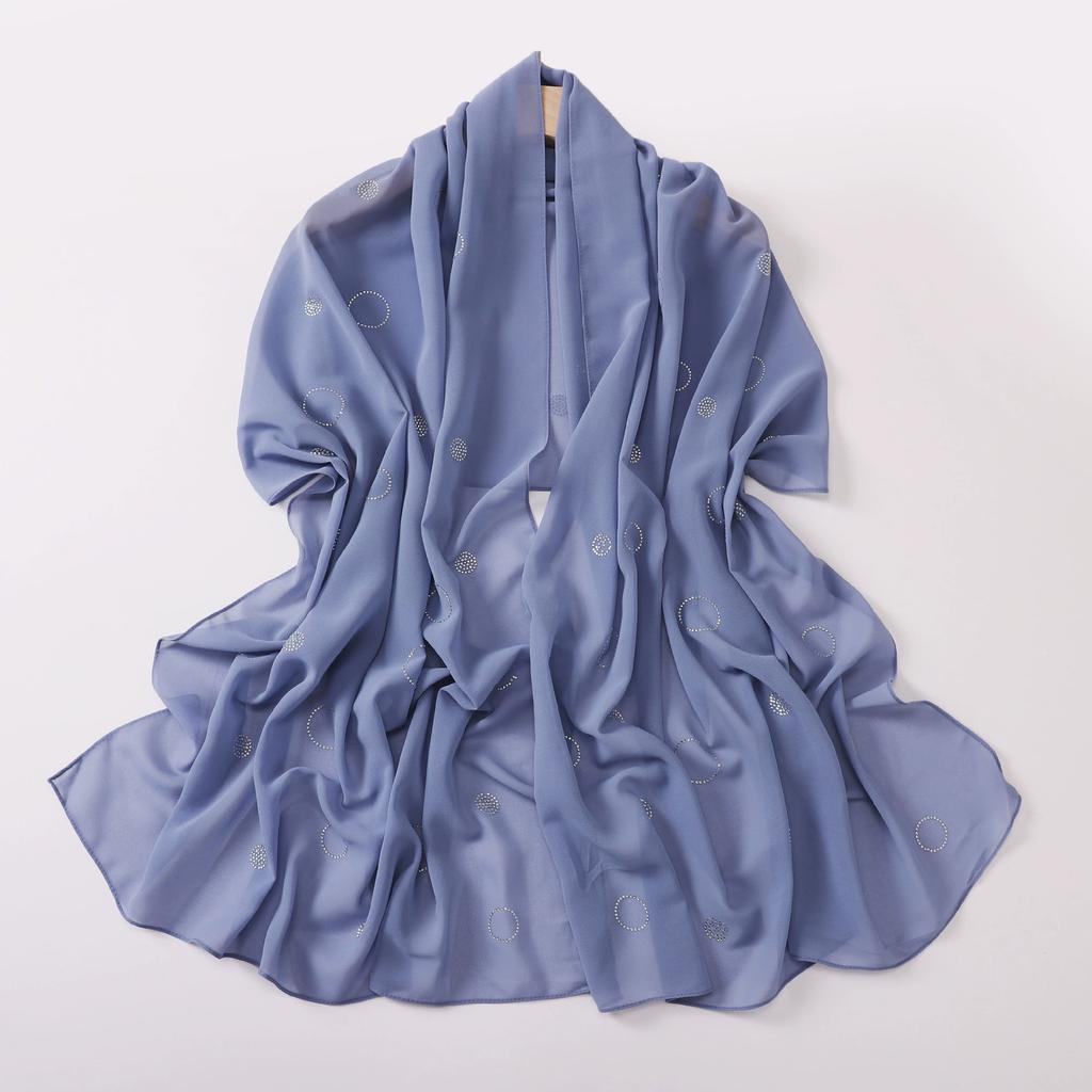 Diamond Pearl Chiffon Hijabs For Women Muslim Fashion Long Shawl Head Wrap For Women Turbans For Women Ramadan Turban Femme