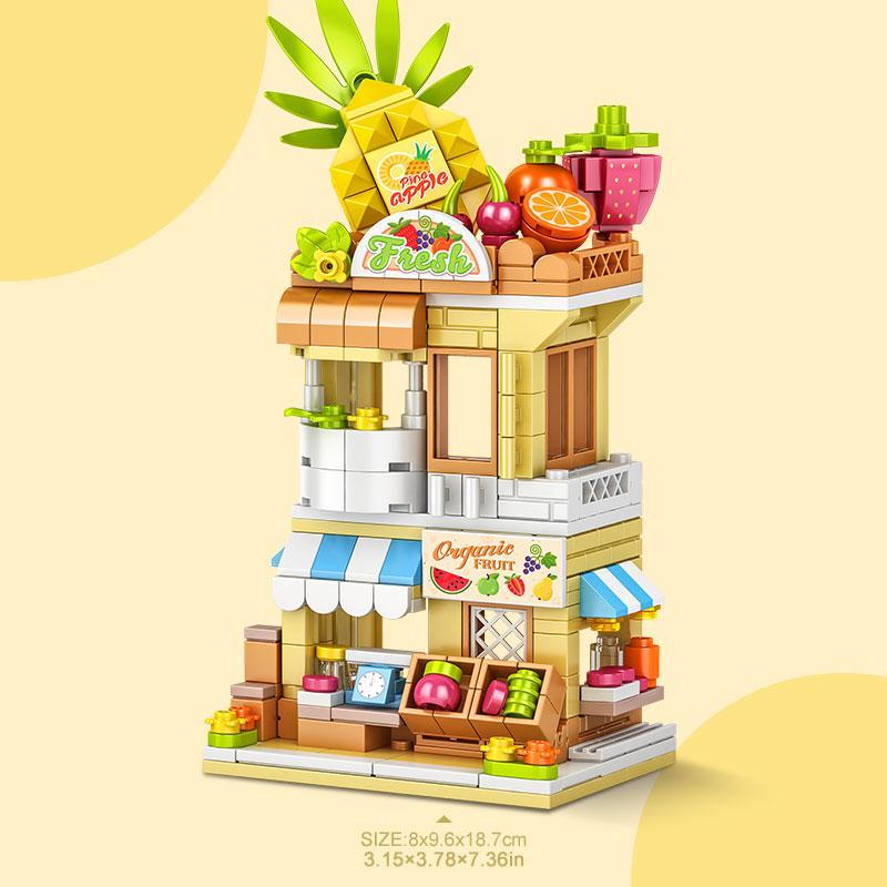 City Street View Building Block Set DIY Ice Cream Coffee Flower Shop Model Building Toy Ideal for Home Decor and Holiday Gifts