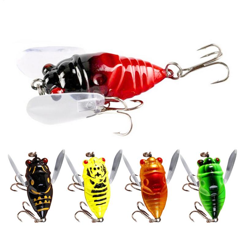 Cicada Fly Fishing Lures 4cm/5.5g Artificial Fishing Bass Bait 3D Holographic Eyes Fishing Hard Lures Cicada Bait for Fishing