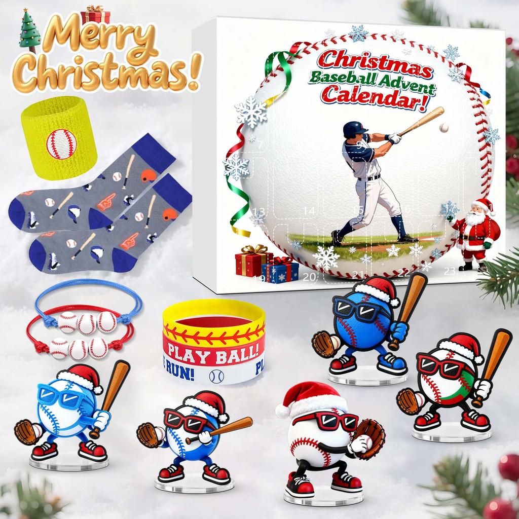 3D Baseball Zubehör Überraschungsbox Weihnachts-Adventskalender Baseball Spielzeug Überraschungsgeschenkboxen für Weihnachtsdekorationen Socken