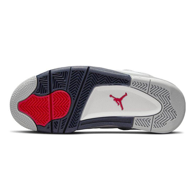 Air Jordan 4 Retro GS Midnight Navy Kids Sneakers White Light-Smoke-Grey Fire-Red 408452-140