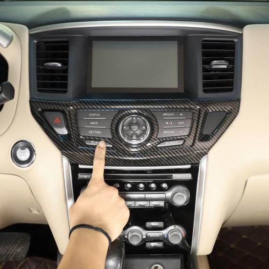 Carbon Fiber ABS GPS Navigation Panel Cover Trim For Nissan Pathfinder 2013-20