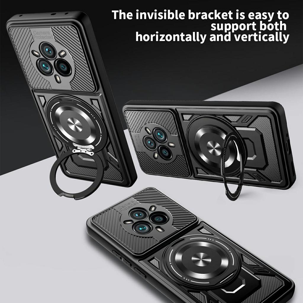 For Realme 14 Pro 5G Magnetic Case Rotating Kickstand TPU+PC Phone Cover