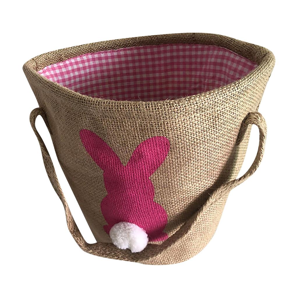 Easter Basket Holiday Bunny Printed Canvas Gift Carry Eggs Candy Bag
