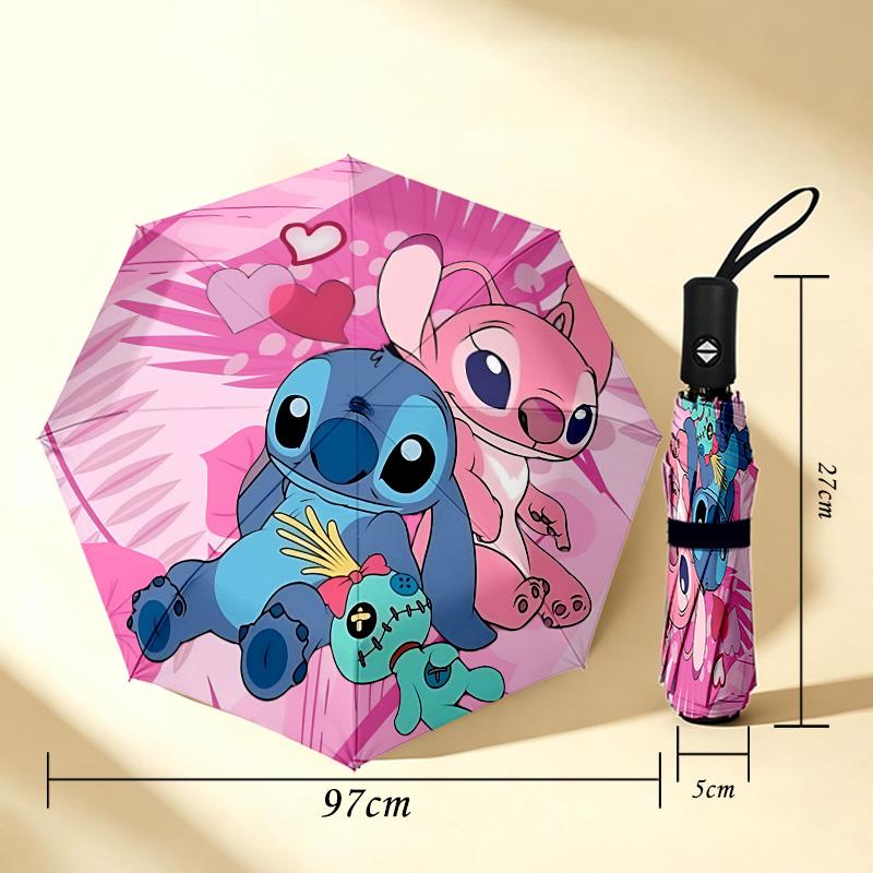 Lilo Stitch Love 8 Ribs 3Fold Black Glue Uv Protection Umbrella Sun Protection Rainproof Compact Folding Umbrella For Travel Daily Use C924729