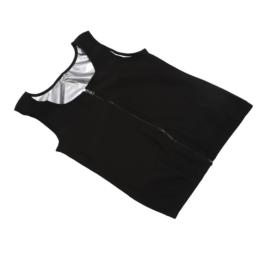 Men Sauna Vest Shaper Gym Fitness Workout Neoprene Sweat Waist Trainer Zipper Tank Top Inner Silver L/XL