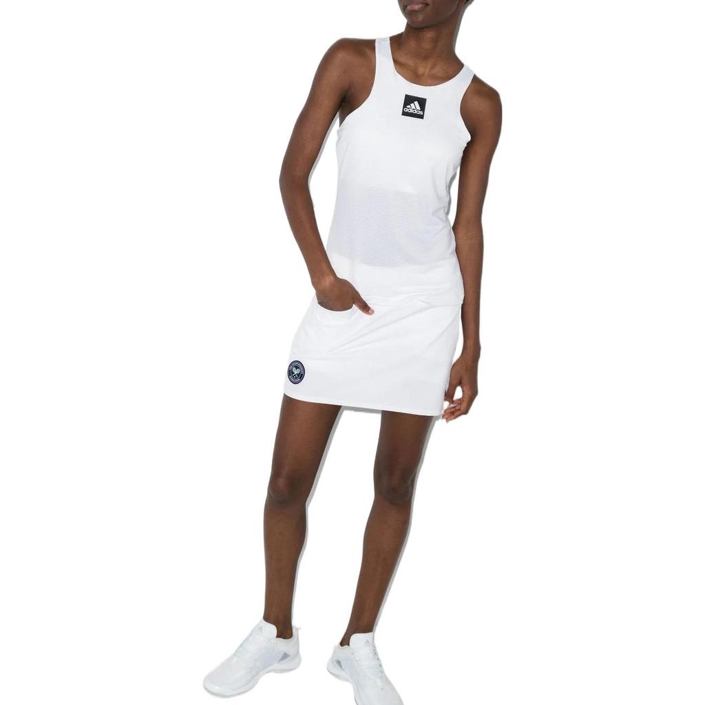 Adidas Solid Logo Round Neck Sleeveless Vest Women tops White HA7627