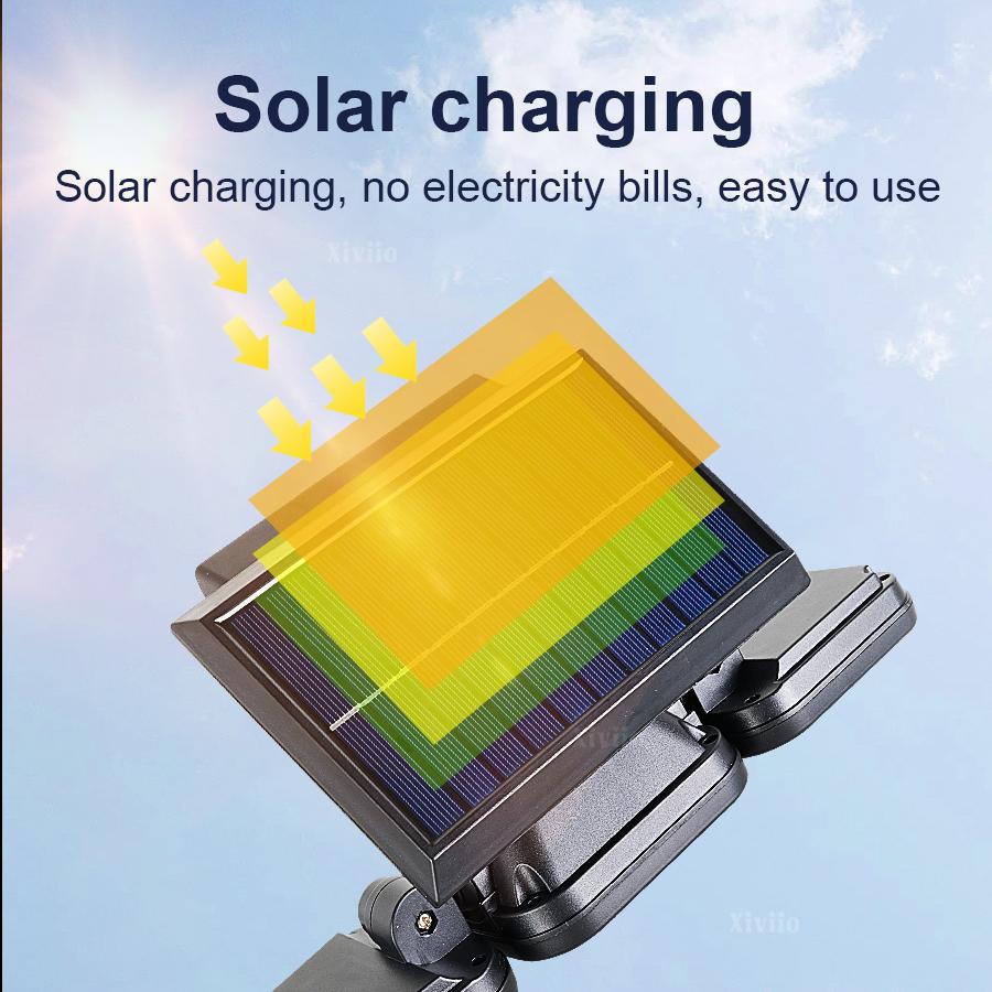 Super Bright Outdoor Solar Lights Motion Sensor Solar Lamp 3 Adjustable Lamp Heads Waterproof Solar Power Wall Garden Lantern