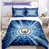 Set Lenzuola 3 Pezzi Stampato Manchester City Morbido Delicato sulla Pelle Lavabile Copripiumino e Federe Set Tutte le Stagioni Camera da Letto