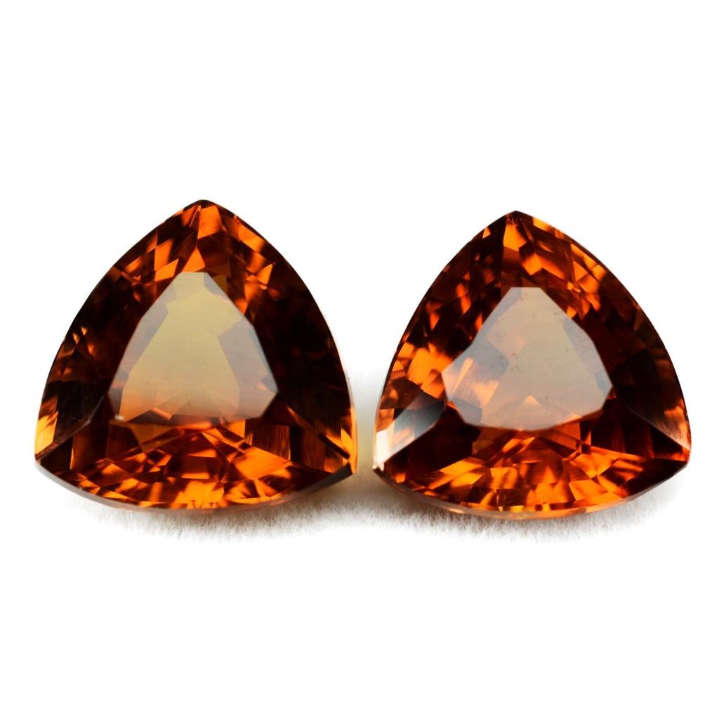 16 Ct Golden Shiny pair NATURAL Orange SAPPHIRE Trillion Cut CERTIFIED Gemstone