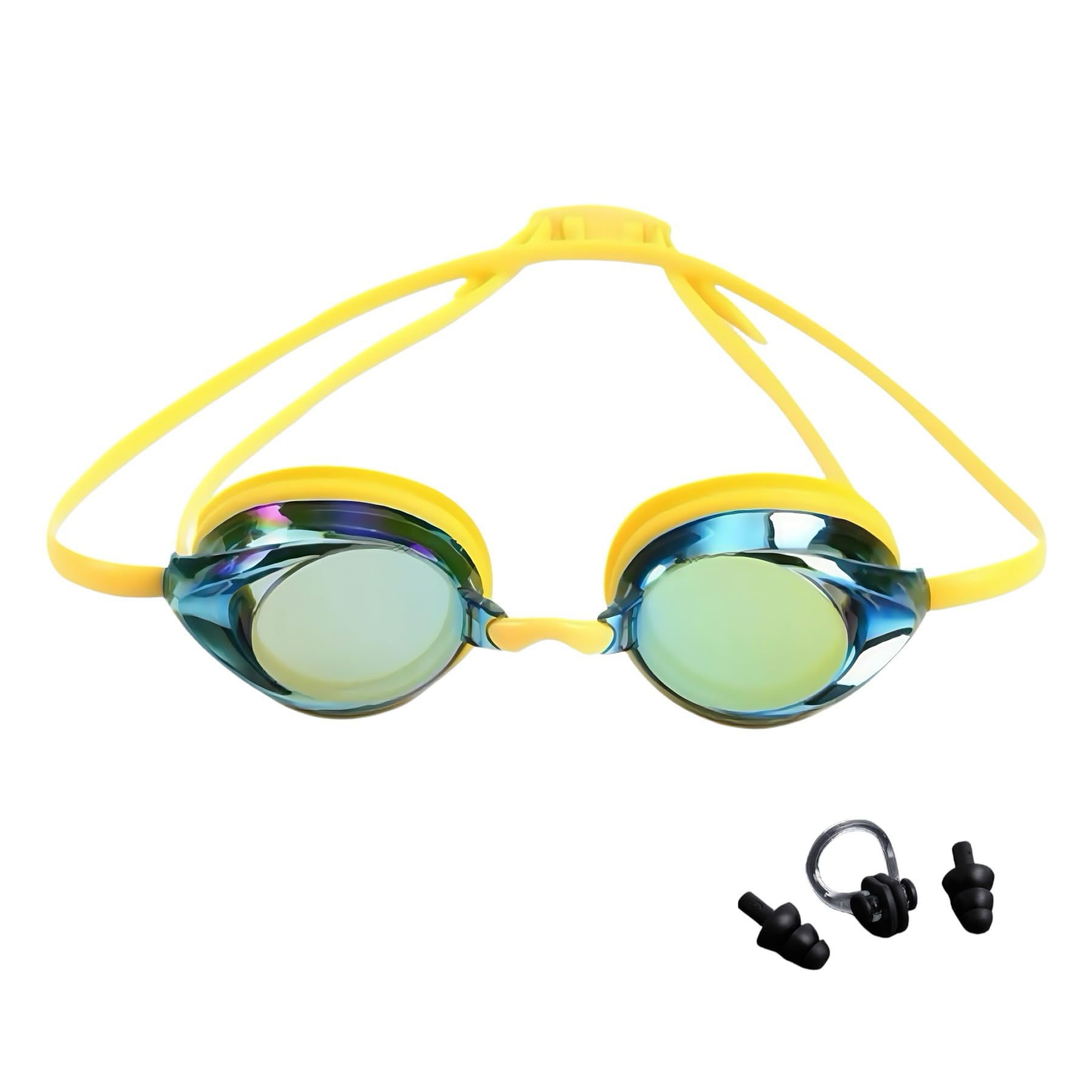 

Очки для плавания для взрослых и плавания в возрасте 7 лет и подводные УФ-зеркальные мягкие ударопрочные регулируемые легкие для носа ушей чехол для хранения соревновательные унисекс