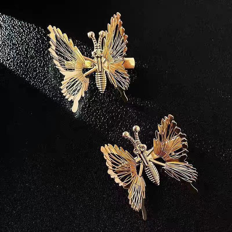 AWAYTR Luxury Hollow-out Gilded Butterfly Duckbill Hairpin Alloy Hair Clip Valentine Headwear Hair Accessories Festival Gift