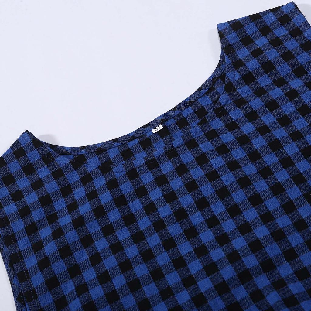 Women's 2026 New Printed Plaid Loose Casual Sleeveless Vest and Pants Set
