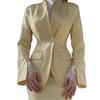 European-Size Women's Satin Suit Set: Long Sleeve, Waist-Hugging with Hip-Wrapping Skirt