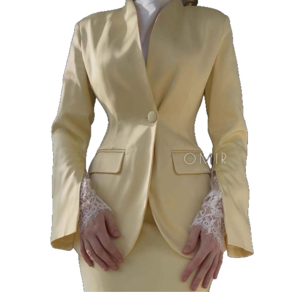 European-Size Women's Satin Suit Set: Long Sleeve, Waist-Hugging with Hip-Wrapping Skirt