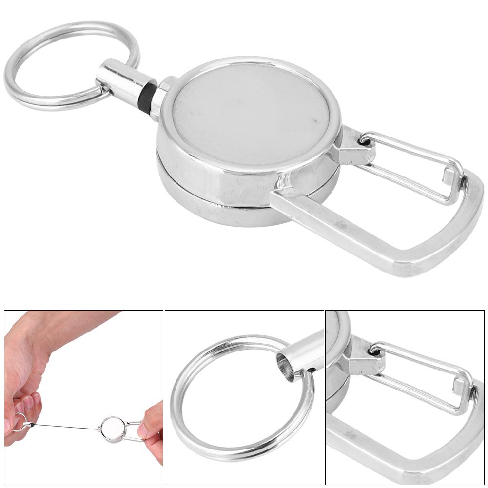 Breloc Retractabil Metalic cu Fir de Nailon de Înaltă Rezistență, Cordon Anti-Pierdere, Inel cu Cataramă, Exterior