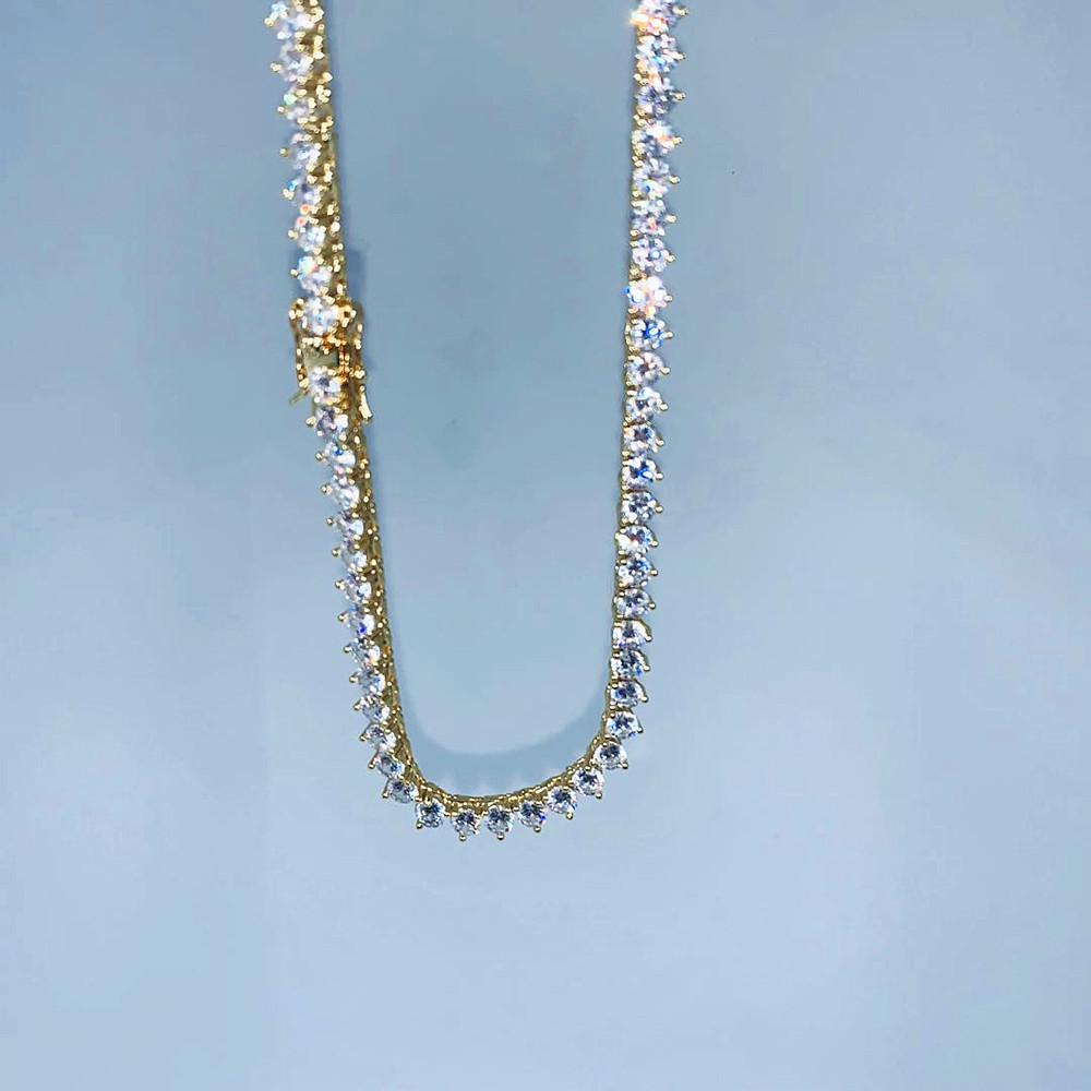 Men's Hip Hop Micro Pave Zircon Single Row Diamond Tennis Chain Necklace