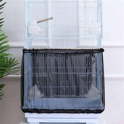 ABBY-3X Bird Cage Cover Seed Catcher Birdcage Nylon Mesh Net Cover Skirt Guard (Black)