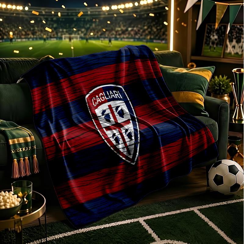 Cagliari Fußball Club Wappen Decken Flanelldecken Plüsch für Sofa Bett Geschenke für Männer Frauen Reise Picknickdecke Weihnachts-Fan-Geschenke
