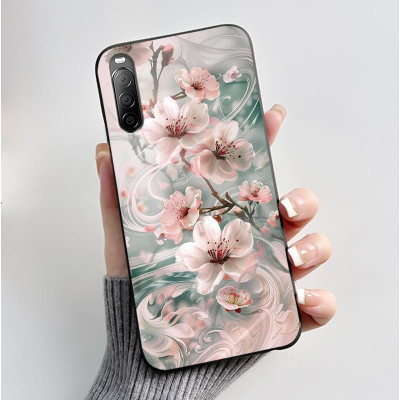 Fodral För Sony Xperia 10 II / 10 III Mobilskal Estetiskt Mode Söt Katt Astronaut Svart Silikon Mjuk Stötdämpande Baksidesskydd